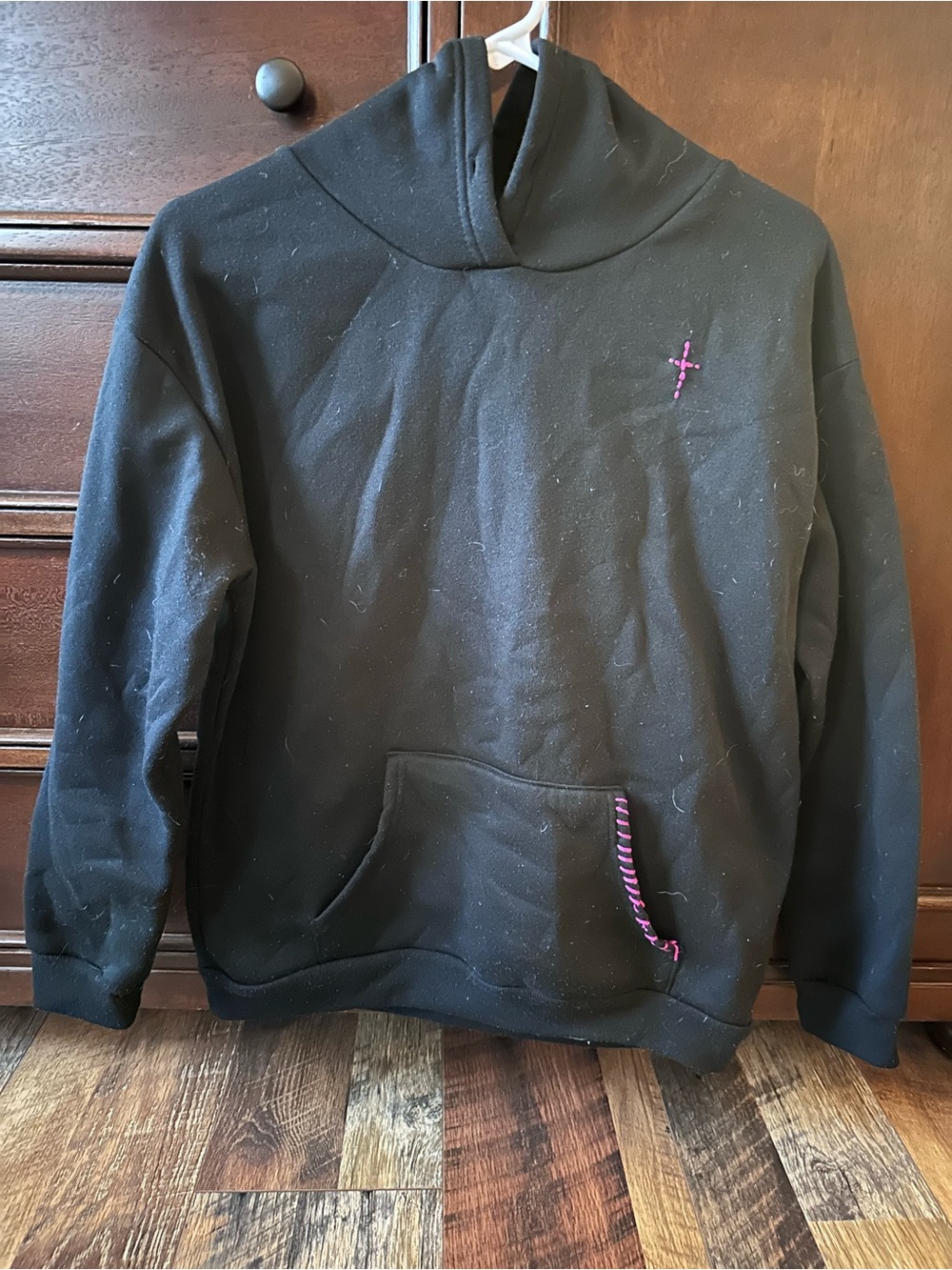 SHEIN Black Turtleneck Pullover with Purple Accents